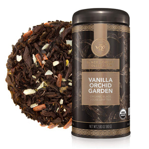 Organic Black Tea, Vanilla Orchid Garden Loose Leaf Tea, Exotic and Luxurious After-Dinner Tea, USDA Certified Organic, 2.80 Ounce Loose Leaf Tea Canister Makes 35-50 Cups