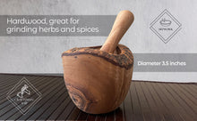 Load image into Gallery viewer, Olive Wood Rustic Mortar and Pestle
