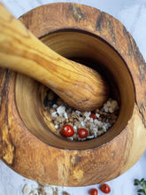 Load image into Gallery viewer, Olive Wood Rustic Mortar and Pestle
