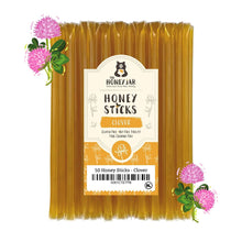 Load image into Gallery viewer, Plain Raw Honey Sticks - Pure Honey Straws for Tea, Coffee, or a Healthy Treat - One Teaspoon of Flavored Honey per Stick - Made in the USA with Real Honey - (50 Count)
