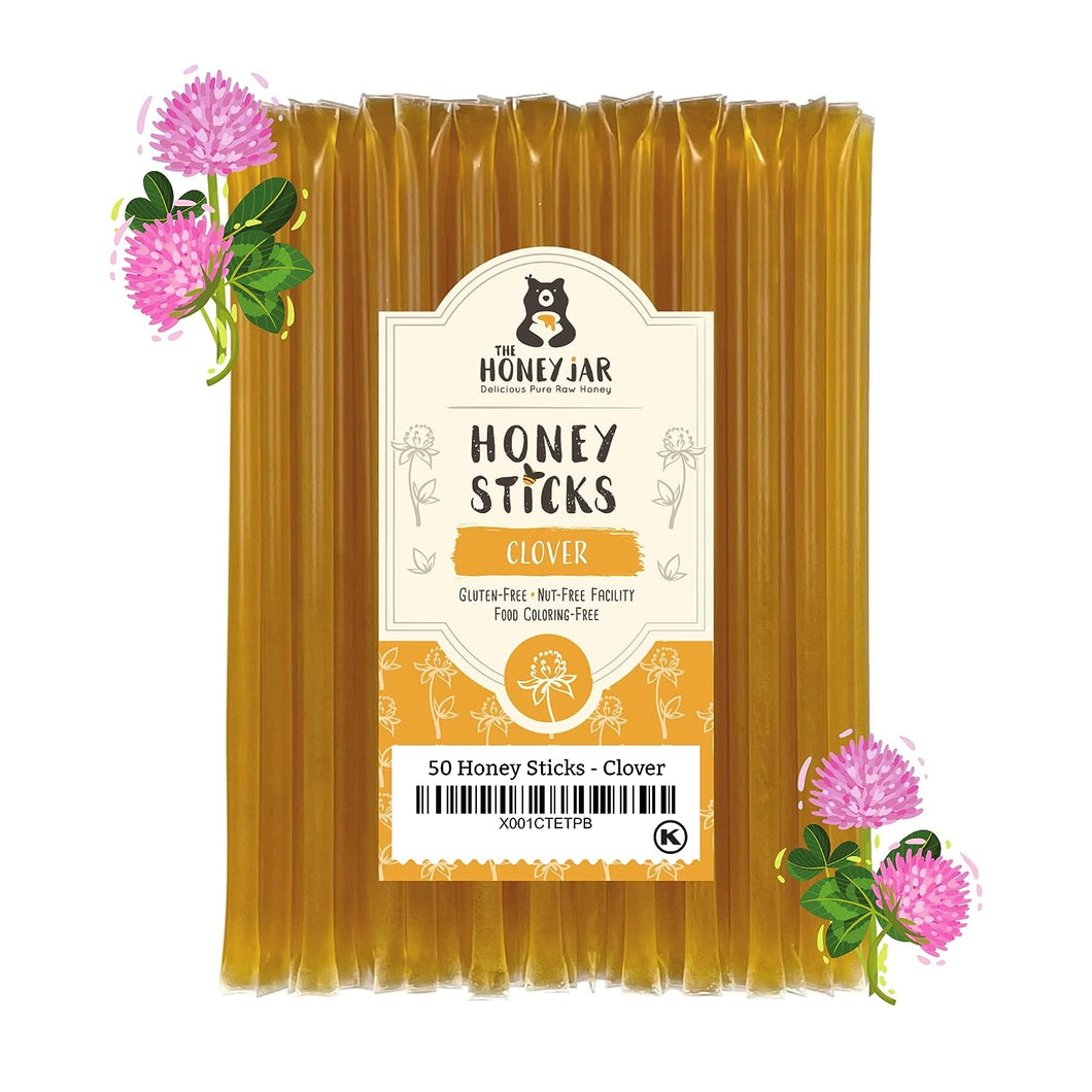 Plain Raw Honey Sticks - Pure Honey Straws for Tea, Coffee, or a Healthy Treat - One Teaspoon of Flavored Honey per Stick - Made in the USA with Real Honey - (50 Count)